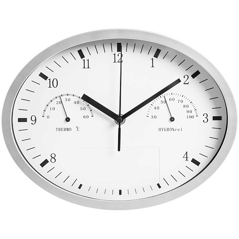 Часы настенные Insert3 с термометром и гигрометром, белые - рис 3.