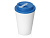 Пластиковый стакан Take away с двойными стенками и крышкой с силиконовым клапаном, 350 мл, белый/голубой - миниатюра