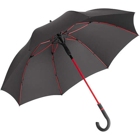 Зонт-трость с цветными спицами Color Style, красный с черной ручкой - рис 2.