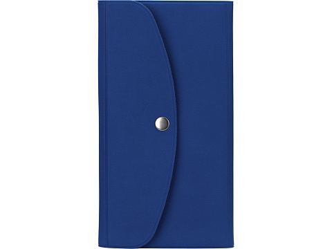 Органайзер для документов на кнопке с отделением для купюр и ручки, упаковка в индивидуальный пакет, синий/темно-синий - рис 4.