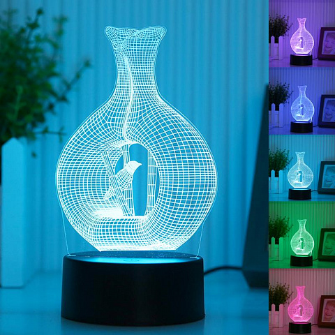 3D лампа Птица - рис 2.