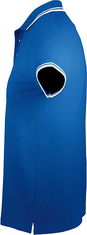 Рубашка поло мужская Pasadena Men 200 с контрастной отделкой, ярко-синяя с белым - рис 4.