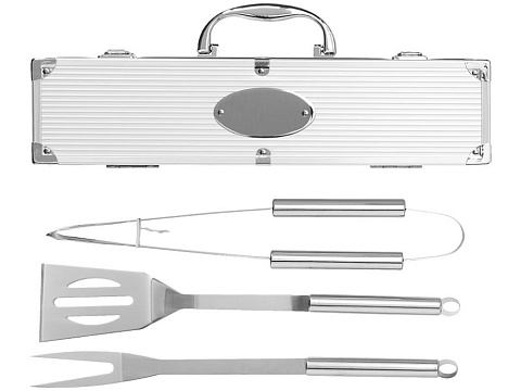 Набор для барбекю в кейсе: лопатка, щипцы, вилка Salvy - рис 3.
