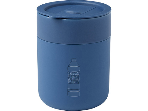 Java керамическая кружка емкостью 330 мл с силиконовой оберткой и пластиковой крышкой - Синий - рис 5.