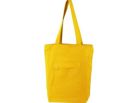 Сумка на молнии Zipper из хлопка 280 г c карманом на молнии спереди, желтый - рис 5.