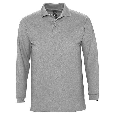 Рубашка поло мужская с длинным рукавом Winter II 210 серый меланж - рис 2.
