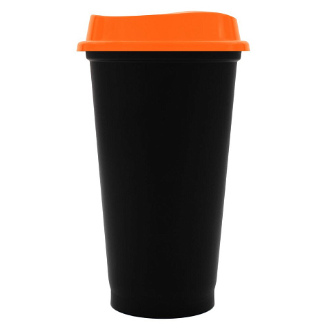 Стакан с крышкой Color Cap Black, черный с оранжевым - рис 2.