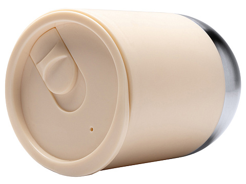 Термокружка LINDE с двойными стенками из переработанного полипропилена, бежевый - рис 5.