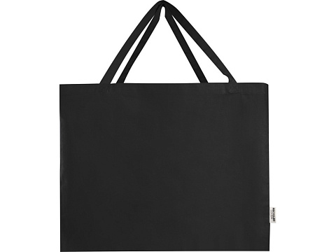 Odessa большая эко-сумка из переработанного хлопка, сертифицированного согласно GRS, плотностью 220 г/м² - сплошной черный - рис 2.