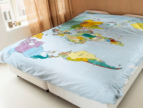 Постельное белье "Карта мира" ЕВРО