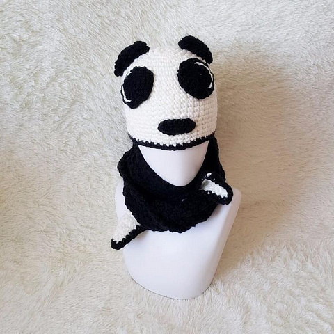 Шапка с шарфом Панда - рис 10.
