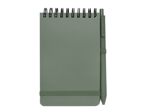 Блокнот Thalaasa формата А6 в твердой обложке из океанического пластика с шариковой ручкой - Зеленый яркий - рис 2.