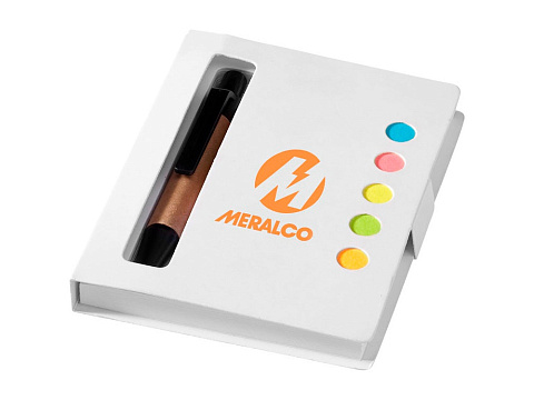 Набор стикеров Expose с ручкой и блокнотом А7, белый - рис 3.