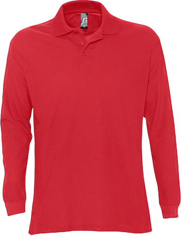 Рубашка поло мужская с длинным рукавом Star 170, красная - рис 2.
