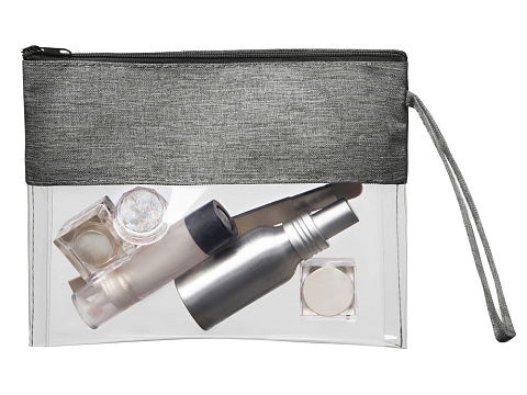 Косметичка из PVC и ткани Leony, прозрачный/темно-серый