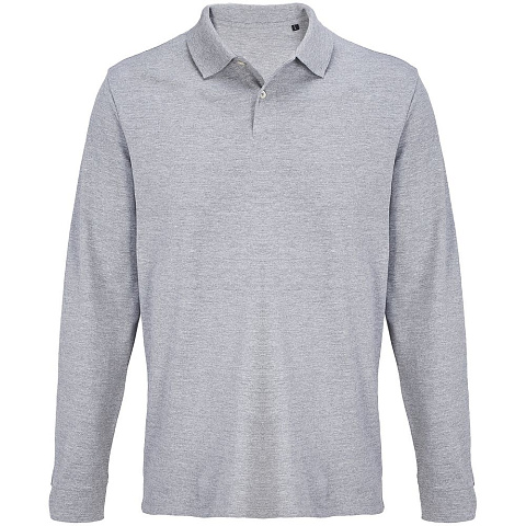 Рубашка поло унисекс с длинным рукавом Pacific LSL, серый меланж - рис 2.