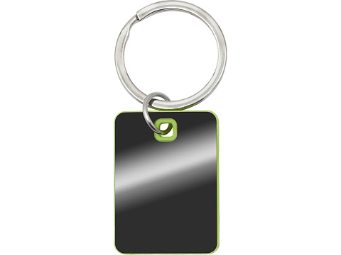 Металлический брелок с пластиковой цветной вставкой SteelPop Rct, серебристый с зеленым яблоком - рис 2.