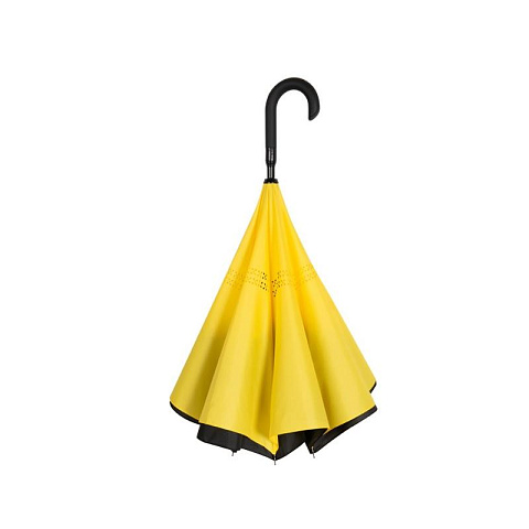 Зонт трость наоборот Flower желтый - рис 2.