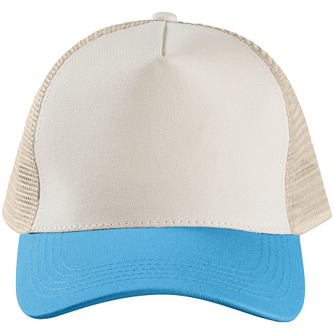 Бейсболка Blink, бежевая с бирюзовым - рис 3.