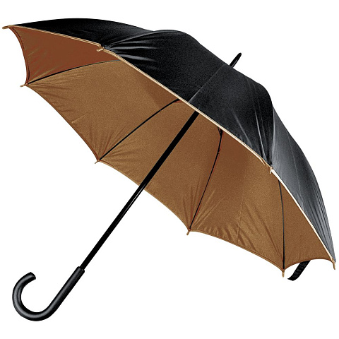 Зонт-трость Downtown, черный с коричневым - рис 2.