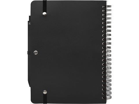 Блокнот Thalaasa формата А5 в твердой обложке из океанического пластика с шариковой ручкой - сплошной черный - рис 3.