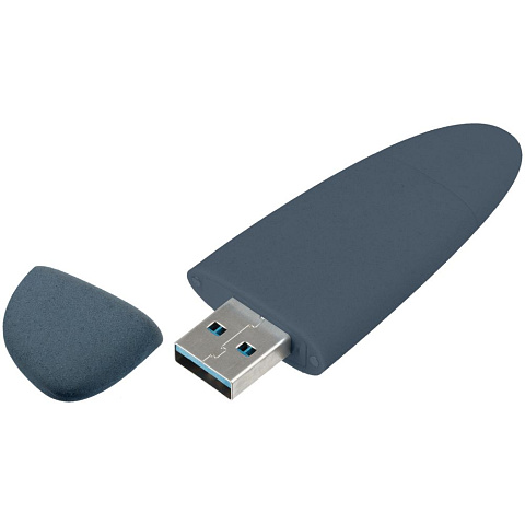 Флешка Pebble Type-C, USB 3.0, серо-синяя, 16 Гб - рис 3.