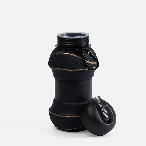 Складная бутылка для воды Basketball Flex, черная - рис 4.