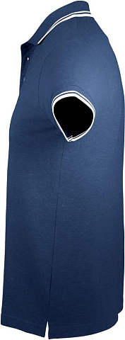 Рубашка поло мужская Pasadena Men 200 с контрастной отделкой, темно-синяя с белым - рис 4.
