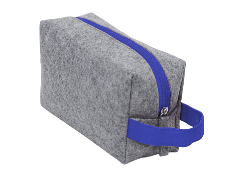 Косметичка из РПЕТ фетра с ручкой Felt, серый с синим - рис 2.