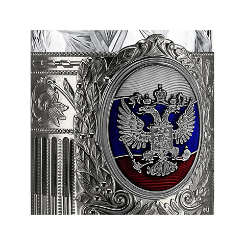 Подстаканник "Герб РФ Триколор" никелированный с чернением с эмалью - рис 2.