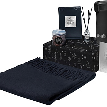 Подарочный набор с палантином и термокружкой, черный