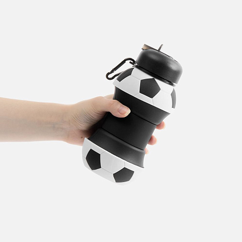 Складная бутылка для воды Football Flex, белая с черным - рис 8.
