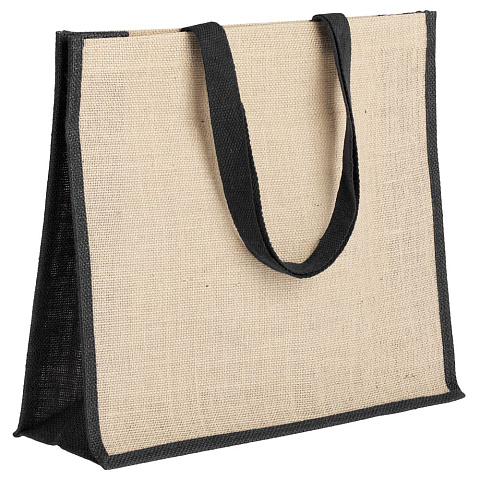 Холщовая сумка для покупок Bagari с черной отделкой - рис 2.