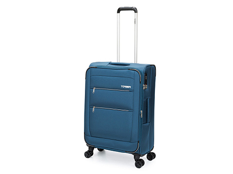 Чемодан TORBER ВИВИ, синий, полиэстер, 44 х 25 х 67 см, 63 л
