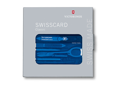 Швейцарская карточка VICTORINOX SwissCard Classic, 10 функций, полупрозрачная синяя - рис 3.