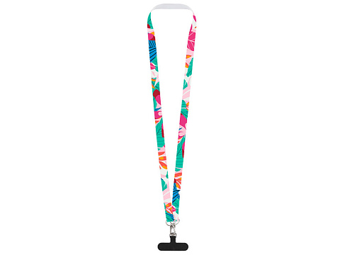 Ланъярд 2 см под сублимацию с 2-мя трендовыми карабинами и узким держателем для телефона из ПЭ, серебристый - рис 3.