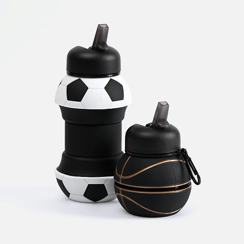 Складная бутылка для воды Basketball Flex, черная - рис 9.