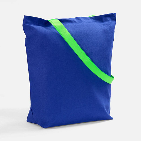 Шопер B5, синий с зелеными ручками - рис 2.