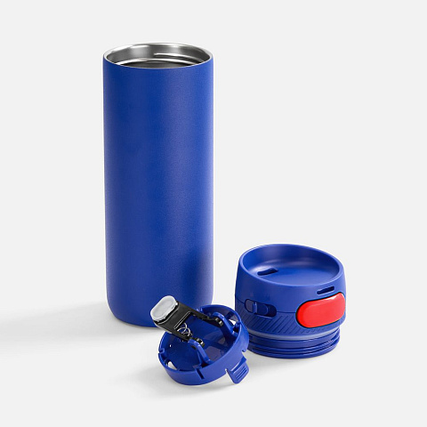 Термостакан X1 с цветной кнопкой, синий с красным - рис 3.