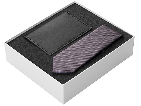 Подарочный набор Long River: обложка для паспорта, галстук (без лого Long River), белая коробка - рис 2.