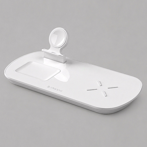 Зарядная станция 3 в 1: iPhone, Apple Watch, Airpods, беспроводная, 17,5 Вт, белая, Deppa
