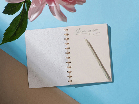 Живой блокнот А5 с бумажным карандашом и семенами цветов микс, белый - рис 9.