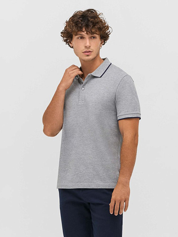 Рубашка поло унисекс Palermo, белая с темно-синим - рис 6.