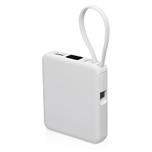 Внешний аккумулятор со встроенным кабелем USB-C Дэнси, 5000 мАч, белый