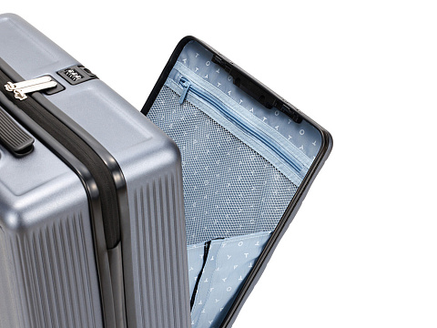 Чемодан TORBER БАЙКАЛ, тёмно-серый металлик, поликарбонат, 37,5 x 20 х 54 см, 37 л - рис 5.