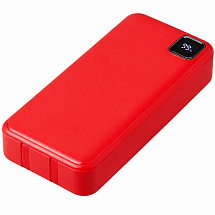 Внешний аккумулятор со встроенными кабелями Фрэйм Про, быстрая зарядка, 20000мач, красный