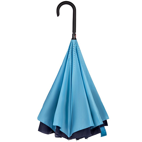 Зонт наоборот Style, трость, сине-голубой - рис 2.