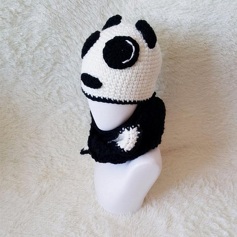 Шапка с шарфом Панда - рис 8.