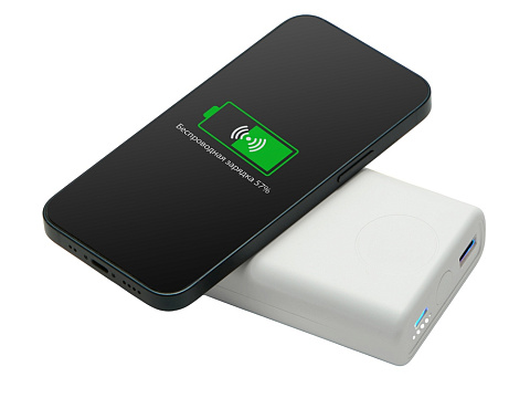 Внешний беспроводной аккумулятор 2-в-1 с функцией зарядки Apple Watch, QC/PD AtomIQ, 10000 мАч, белый - рис 7.