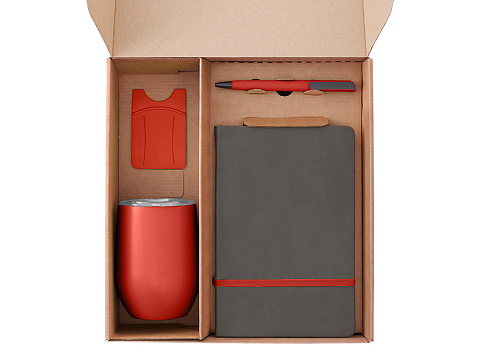 Набор с термокружкой, блокнотом, ручкой и ланчбоксом Refreshment, красный - рис 2.